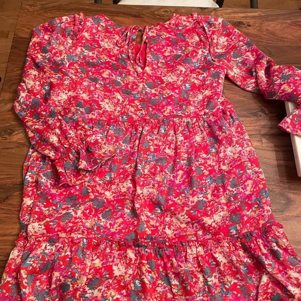 Sugarlips Babydoll Swing Dress Ruffle bottom Scoop Neck and Tie Back. Size L. - Picture 3 of 10